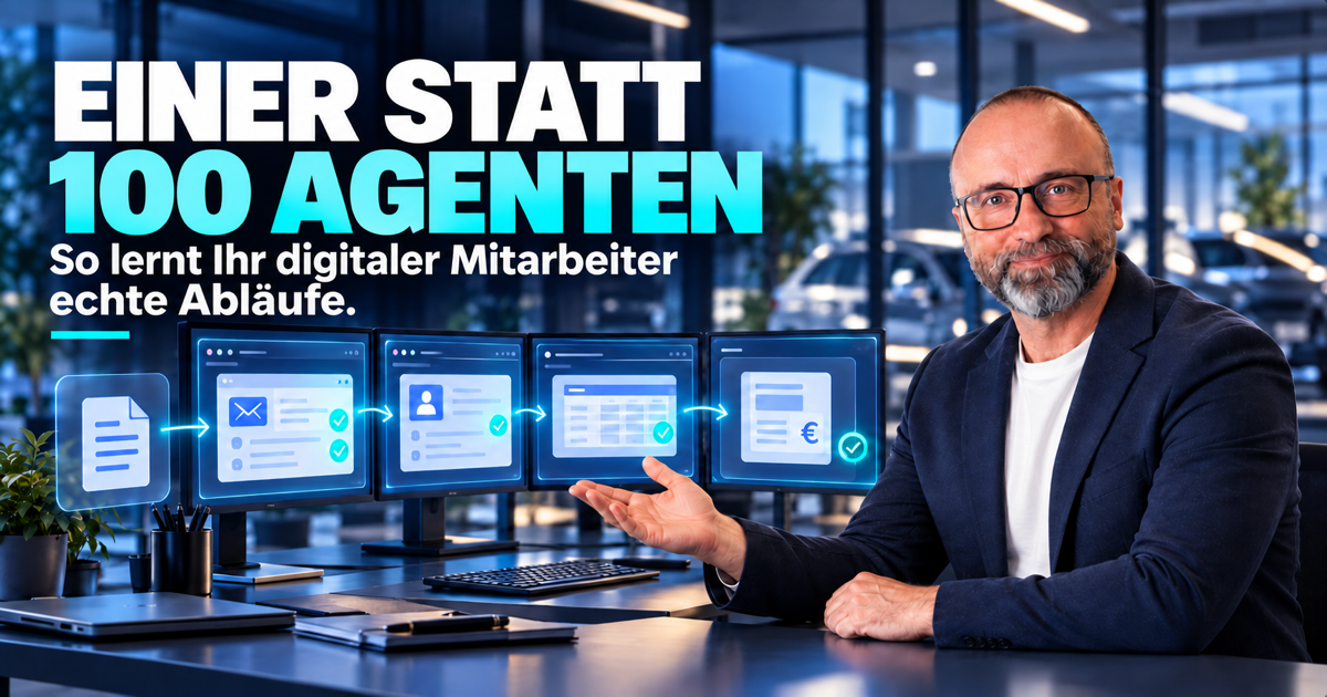 Robert Damisch zeigt, wie ein digitaler Mitarbeiter einen Arbeitsablauf über mehrere Programme hinweg ausführt